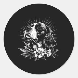 English Springer Spaniel Dog Lover Retro Style Runder Aufkleber