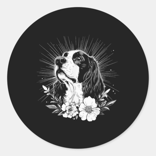English Springer Spaniel Dog Lover Retro Style Runder Aufkleber (Vorderseite)