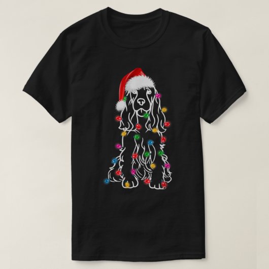 English Springer Spaniel Dog Tree Christmas Lights T-Shirt (Design vorne)