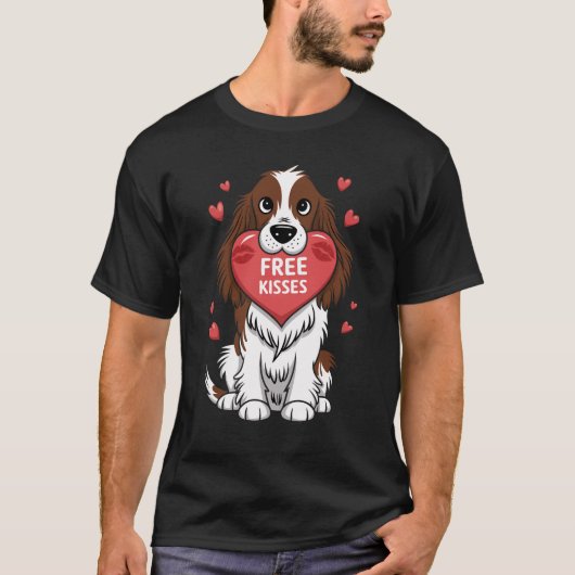 English Springer Spaniel Dog Valentinstag Kisses T-Shirt (Vorderseite)