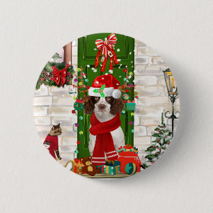English Springer Spaniel Dog Weihnachten Button