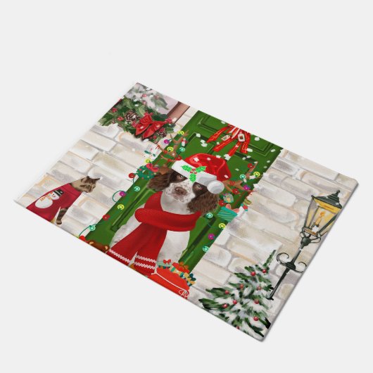 English Springer Spaniel Dog Weihnachten Fußmatte (Schrägansicht)