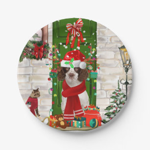 English Springer Spaniel Dog Weihnachten Pappteller