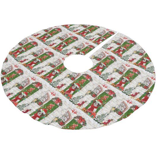 English Springer Spaniel Dog Weihnachten Polyester Weihnachtsbaumdecke (Schrägansicht)