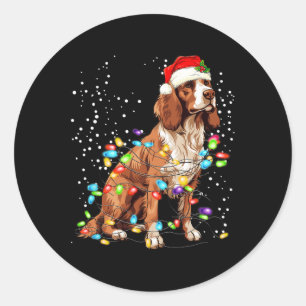 English Springer Spaniel Dog Weihnachtslicht Weihn Runder Aufkleber