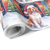 English Springer Spaniel Fire Station Santa Geschenkpapier (Rolleneckpunkt)