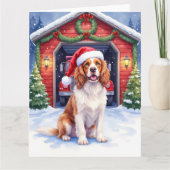 English Springer Spaniel Fire Station Santa Karte (Vorderseite)