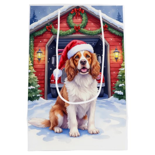 English Springer Spaniel Fire Station Santa Mittlere Geschenktüte (Rückseite)