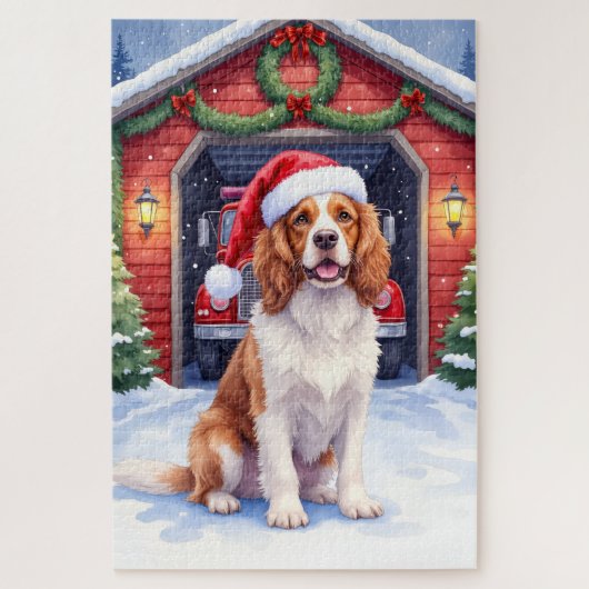 English Springer Spaniel Fire Station Santa Puzzle (Vertikal)