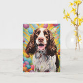English Springer Spaniel Happy Oaster Karte (Gelbe Blume)