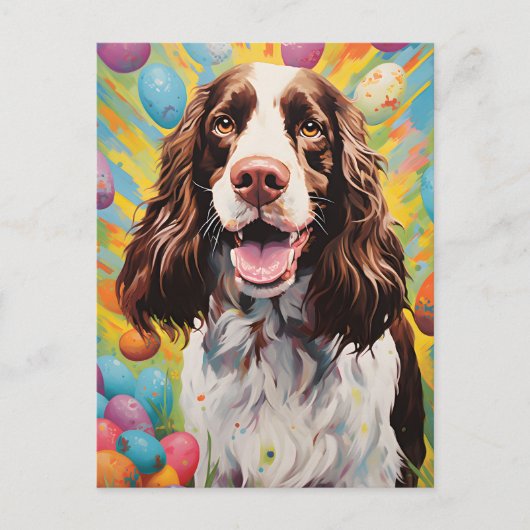 English Springer Spaniel Happy Oaster Postkarte (Vorderseite)