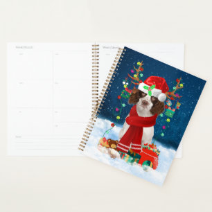 English Springer Spaniel Hund mit Weihnachtsgesche Planer