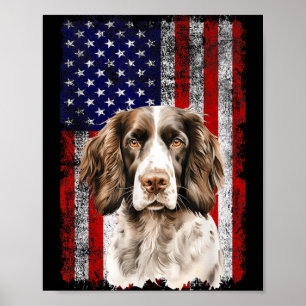 English Springer Spaniel Hundeliebhaber US-Flagge Poster