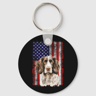 English Springer Spaniel Hundeliebhaber US-Flagge Schlüsselanhänger