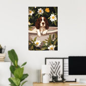 English Springer Spaniel In Bathtub Poster, Funny Poster (Heimbüro)