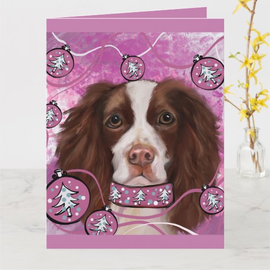 ENGLISH SPRINGER SPANIEL KARTE (Gelbe Blume)