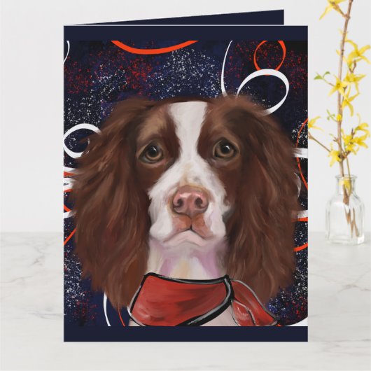 ENGLISH SPRINGER SPANIEL KARTE (Gelbe Blume)
