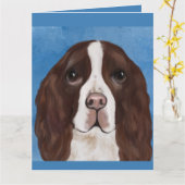 ENGLISH SPRINGER SPANIEL KARTE (Gelbe Blume)