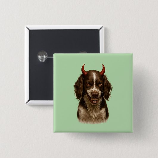 English Springer Spaniel looking devilish badges Button (Vorne & Hinten)