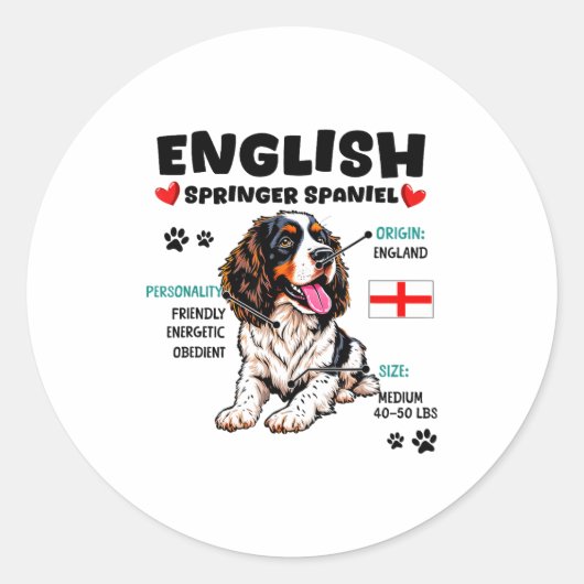 English Springer Spaniel Owner Funny Dog Lover  Runder Aufkleber (Vorderseite)