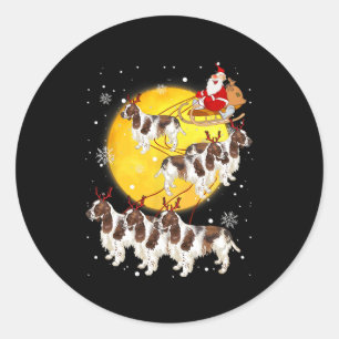 English Springer Spaniel Reindeer Christmas Dog Lo Runder Aufkleber