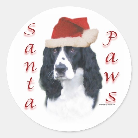 English Springer Spaniel Santa Paws Runder Aufkleber (Vorderseite)