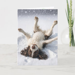 English Springer Spaniel Schneeengel Feiertagskarte