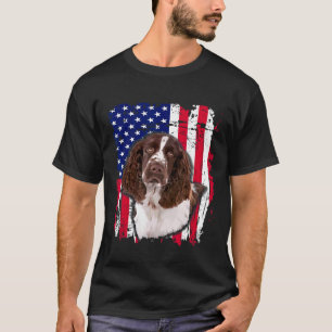 English Springer Spaniel Us Flag 4th Of July T-Shirt