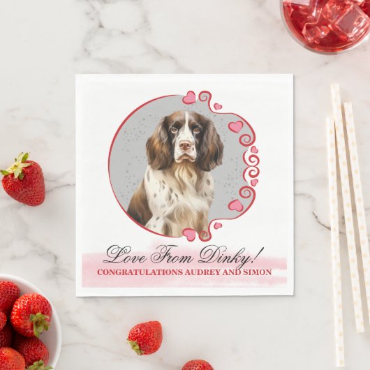English Springer Spaniel Wedding Napkin mit Foto Serviette (Beispiel)