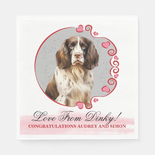 English Springer Spaniel Wedding Napkin mit Foto Serviette (Vorderseite)