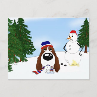 English Springer Spaniel Winter Scene Postkarte