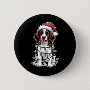 English Springer Spaniel wrap in Christmas Ligh Button