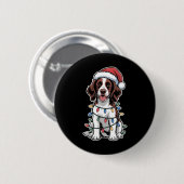 English Springer Spaniel wrap in Christmas Ligh Button (Vorne & Hinten)