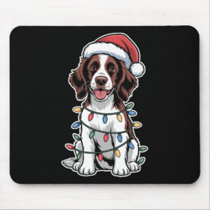 English Springer Spaniel wrap in Christmas Ligh Mousepad