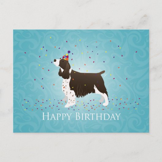 English Springer Spanier Birthday Design Postkarte (Vorderseite)