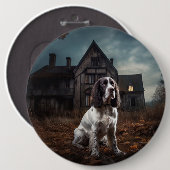 English Springer Spanier Halloween Beängstigend Button (Vorne & Hinten)