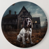 English Springer Spanier Halloween Beängstigend Button (Vorderseite)