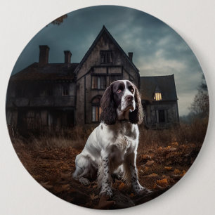 English Springer Spanier Halloween Beängstigend Button