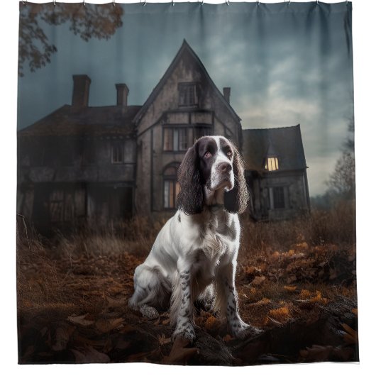 English Springer Spanier Halloween Beängstigend Duschvorhang (Vorderseite)