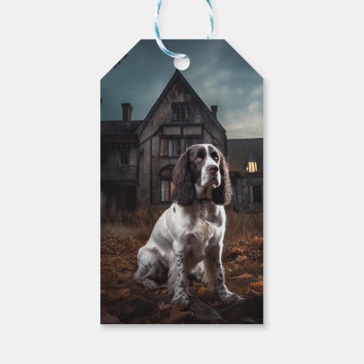 English Springer Spanier Halloween Beängstigend Geschenkanhänger (Rückseite)