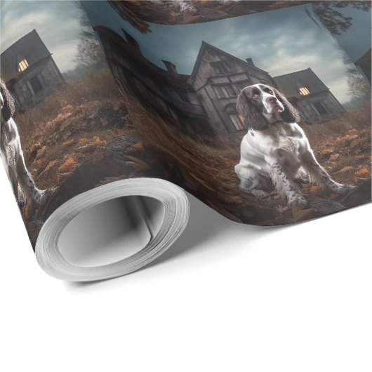English Springer Spanier Halloween Beängstigend Geschenkpapier (Rolleneckpunkt)