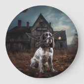 English Springer Spanier Halloween Beängstigend Große Wanduhr (Vorderseite)