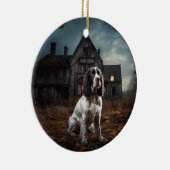 English Springer Spanier Halloween Beängstigend Keramik Ornament (Rechts)