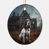 English Springer Spanier Halloween Beängstigend Keramik Ornament (Links)
