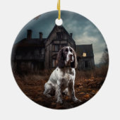 English Springer Spanier Halloween Beängstigend Keramik Ornament (Hinten)