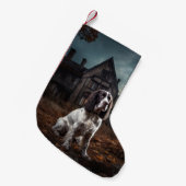 English Springer Spanier Halloween Beängstigend Kleiner Weihnachtsstrumpf (Vorderansicht (hängend))