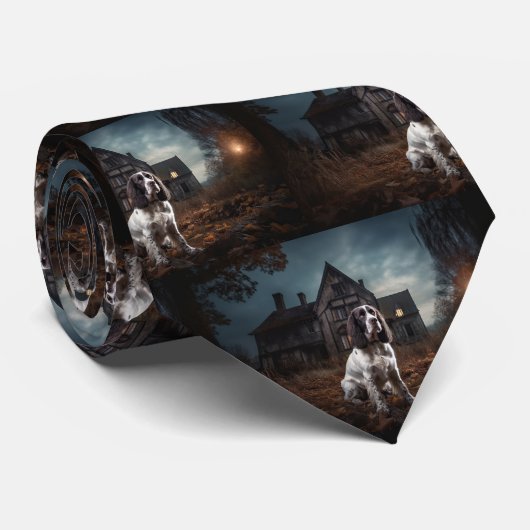 English Springer Spanier Halloween Beängstigend Krawatte (Gerollt)