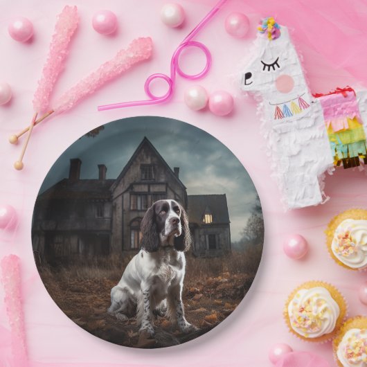 English Springer Spanier Halloween Beängstigend Pappteller (Party)