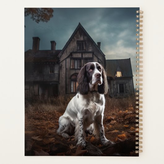 English Springer Spanier Halloween Beängstigend Planer (Rückseite)