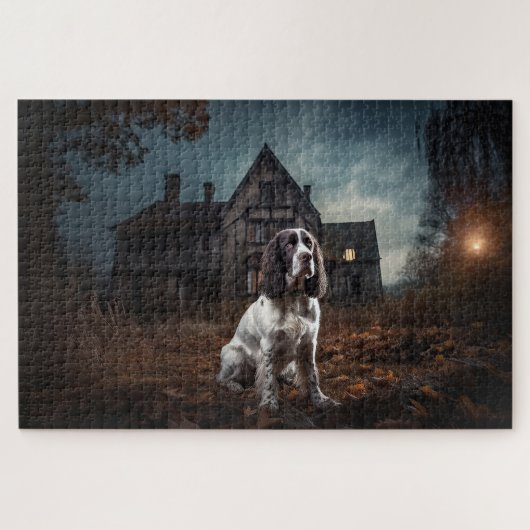 English Springer Spanier Halloween Beängstigend Puzzle (Horizontal)